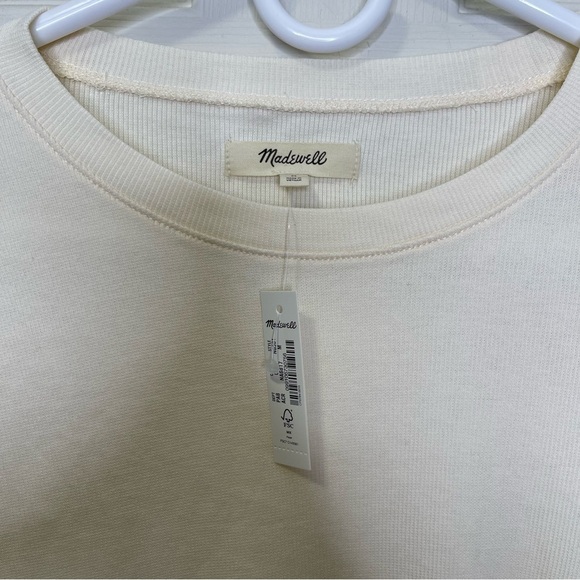 Madewell Fine Ribbed Supercrop Crewneck Long-Sleeve Sz M - Picture 2 of 4